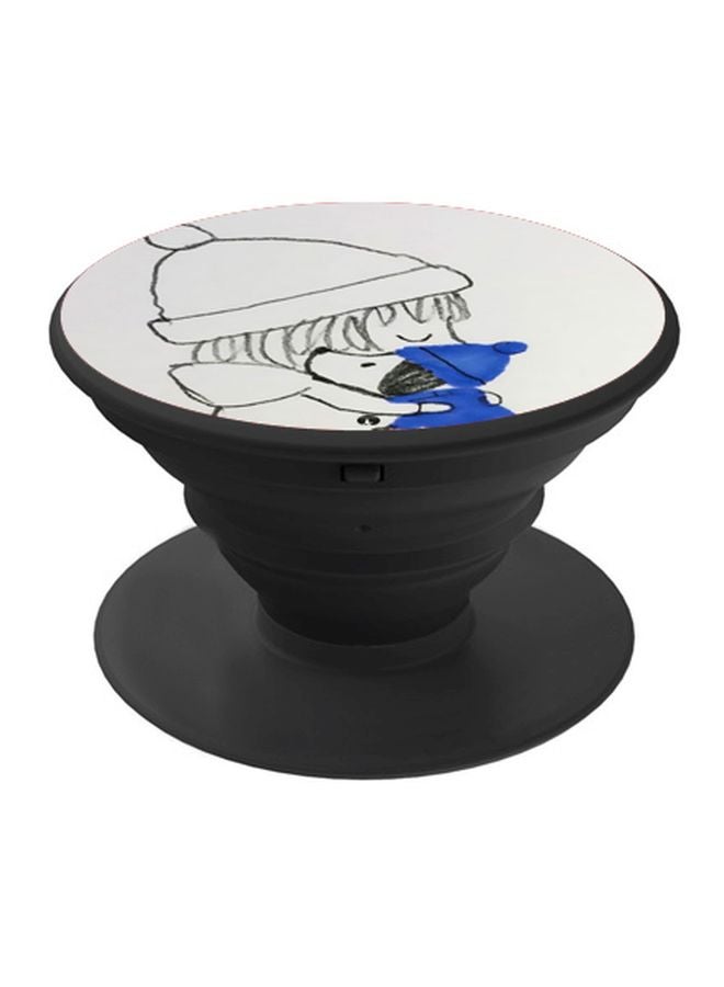 BP Cartoon Printed Pop Socket Phone Holder White/Blue/Black - Image 1