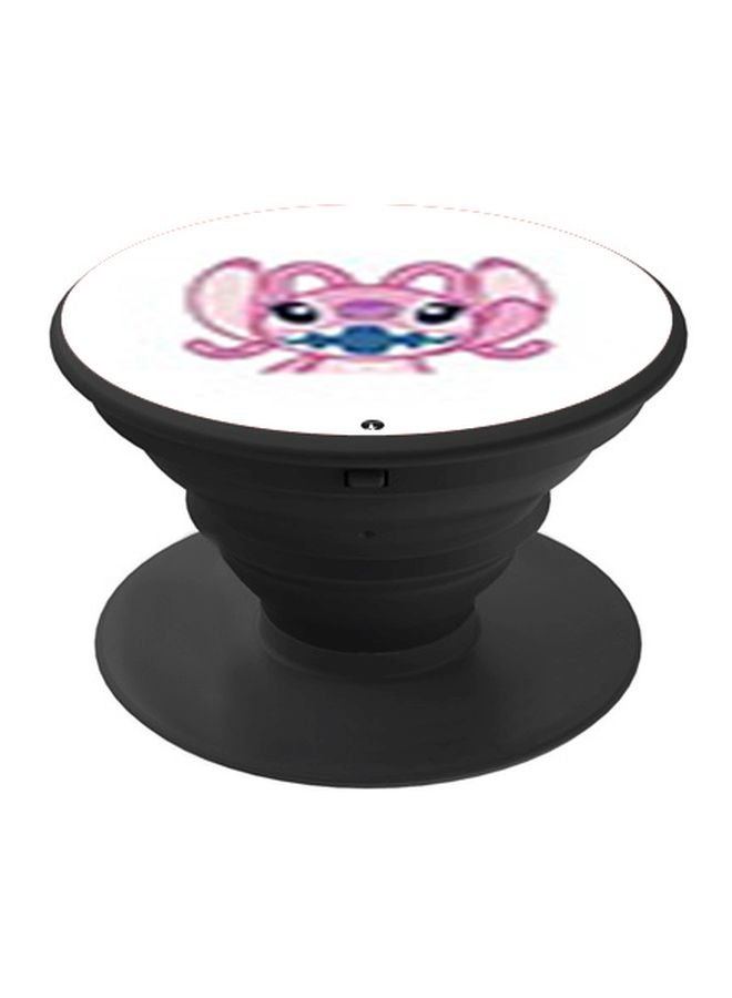 بي بي حامل هاتف على شكل مقبض أصابع منبثق بطبعة رسومات كرتونية أبيض/وردي/أسود - Image 1