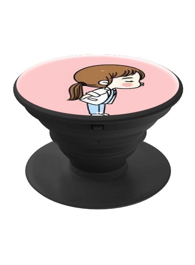 BP Cartoon Printed Pop Socket Phone Holder Pink/Brown/Black - Image 1