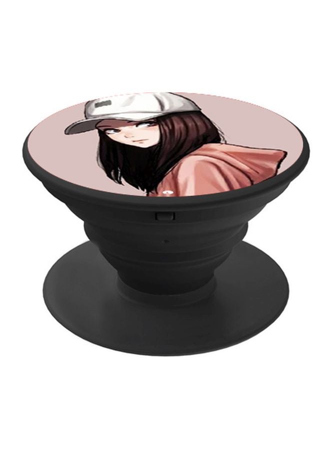 BP Cartoon Printed Pop Socket Phone Holder Pink/White/Black - Image 1