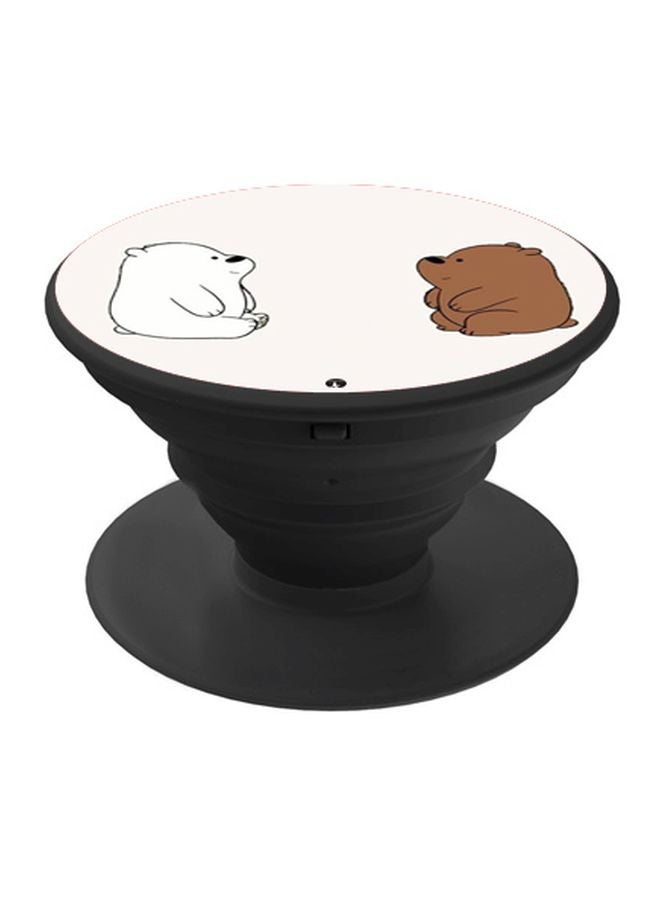 BP Bear Cartoon Printed Pop Socket Phone Holder White/Brown/Black - Image 1