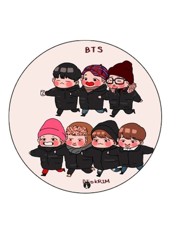 BP BTS Cartoon Printed Pop Socket Phone Holder Beige/Brown/Black - Image 2