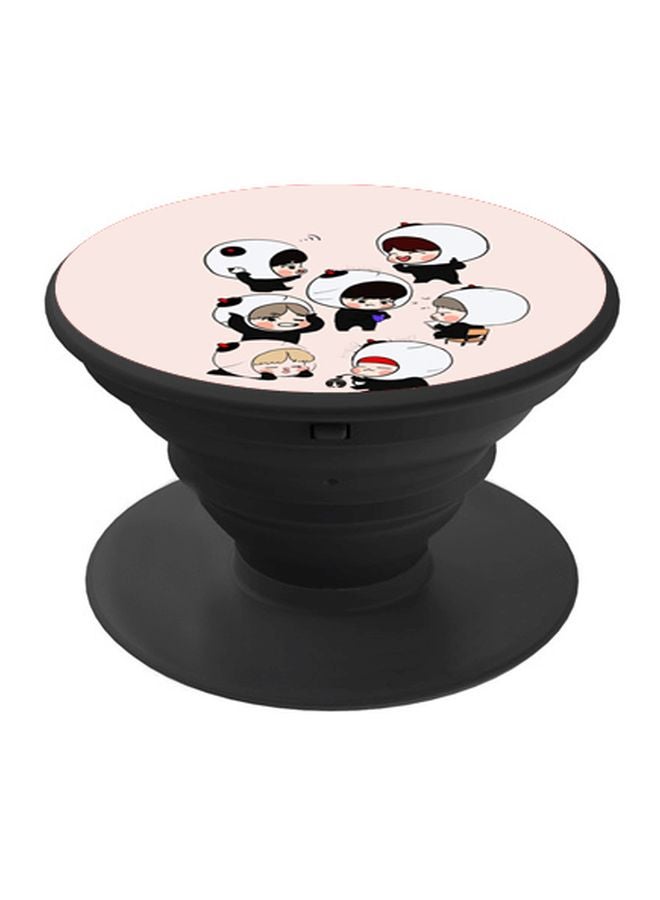 BP BTS Cartoon Printed Pop Socket Phone Holder Beige/White/Black - Image 1