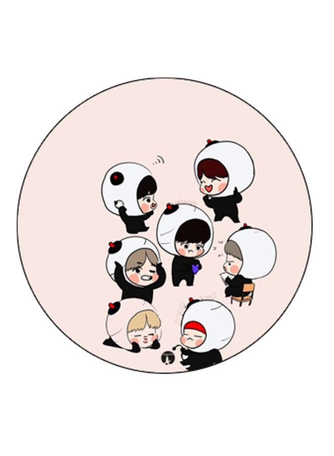 BP BTS Cartoon Printed Pop Socket Phone Holder Beige/White/Black - Image 2