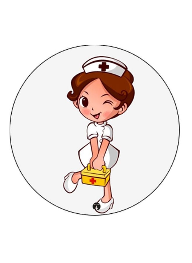 BP Cartoon Nurse Printed Pop Socket Phone Holder White/Beige/Black - Image 2