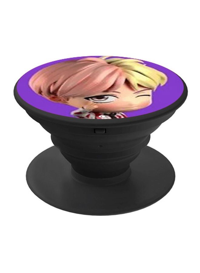 BP BTS Cartoon Printed Pop Socket Phone Holder Purple/Pink/Black - Image 1
