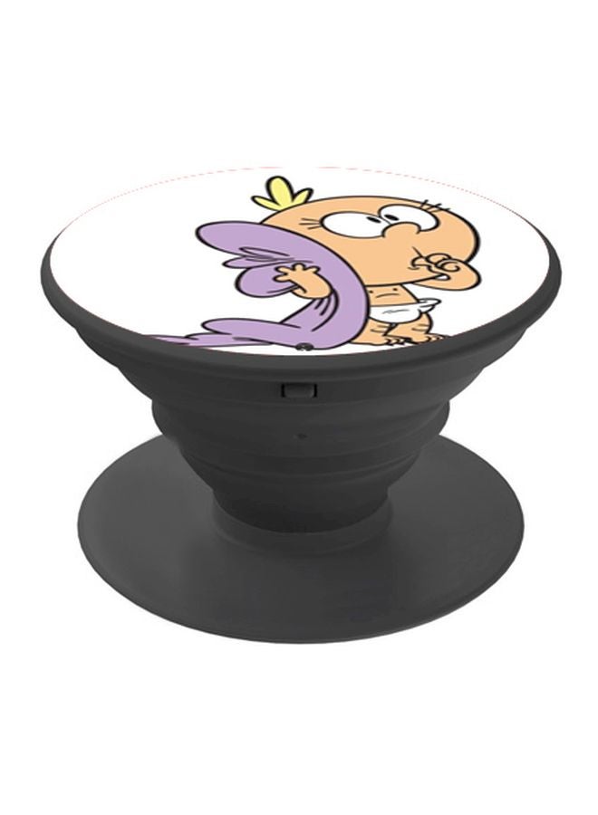 بي بي حامل هاتف بوب سوكيت بطبعة صورة كرتونية لطفل أبيض/ بيج/ أسود - Image 1