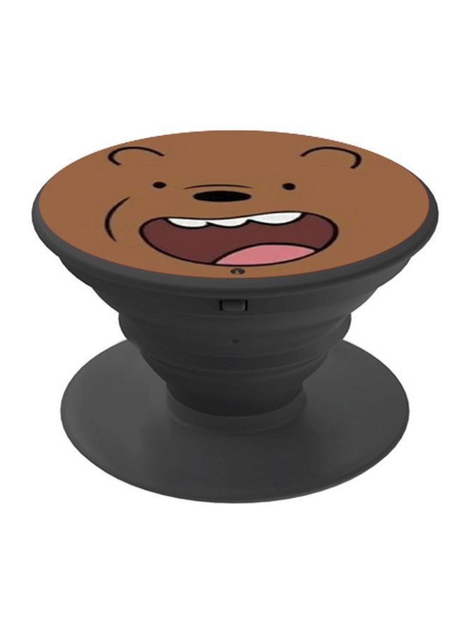 BP Bear Printed Pop Socket Phone Holder Brown/Pink/Black - Image 1