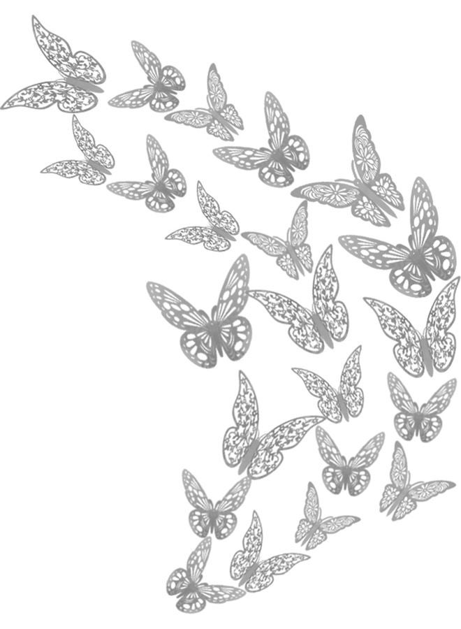 ملصقات جدارية ثلاثية الأبعاد بتصميم فراشات 12 قطعة فضي 8.50*1.00*8.00سم - Image 5