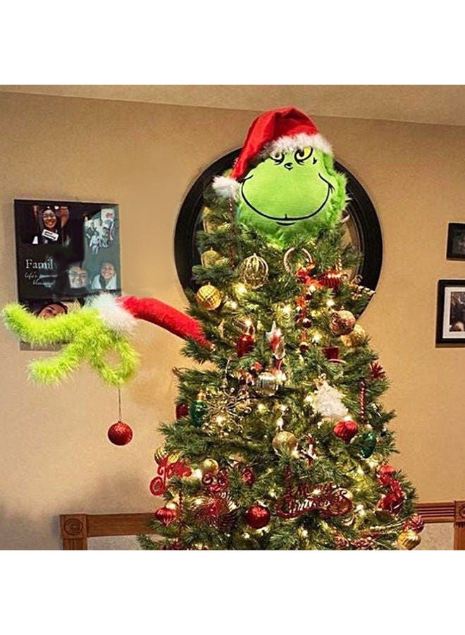 دمية محشوة للزينة بتصميم مستوحى من فيلم "The Grinch" أخضر/أبيض/أحمر 7.00*0.50*7.00سم - Image 4