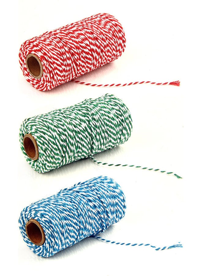 Pack Of 3 Decorative Cotton Twine String Red/Blue/Green 22.00*3.00*15.00cm - Image 1