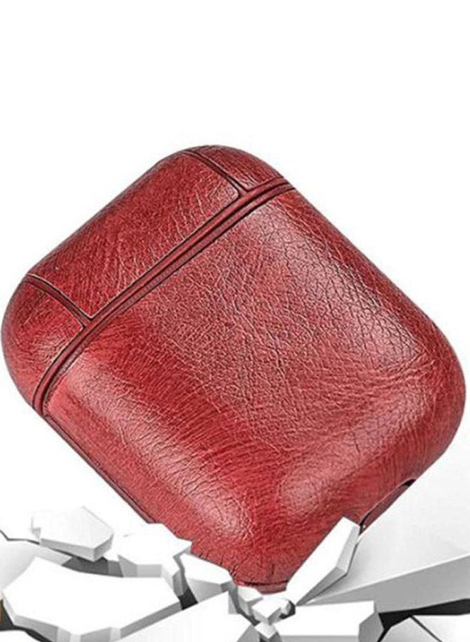 Icarer - Vintage Leather Case Cover For Apple AirPods Red - Image 1