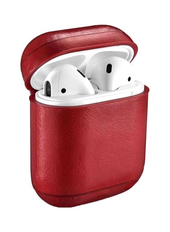 Icarer - Vintage Leather Case Cover For Apple AirPods Red - Image 1