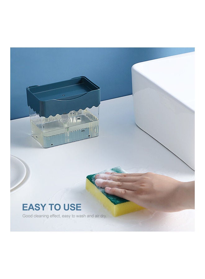 Soap Dispenser And Sponge Set Clear/Black/White 13.5x8.5x11cm  - Image 3