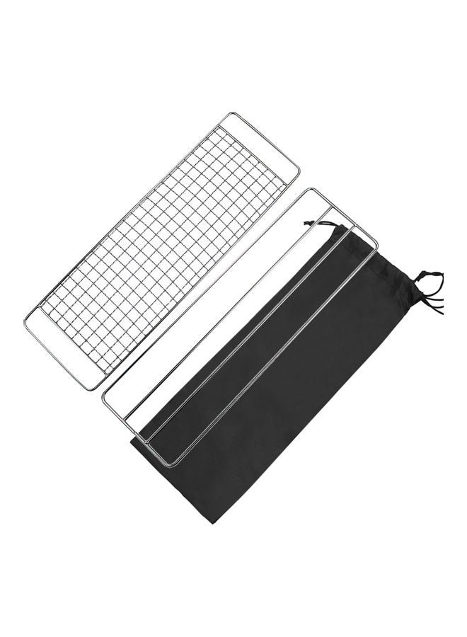 Barbecue Pot Rack And Mesh Grill With Storage Pouch Silver/Black 41x2x15cm - Image 1