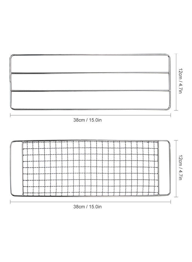 Barbecue Pot Rack And Mesh Grill With Storage Pouch Silver/Black 41x2x15cm - Image 3