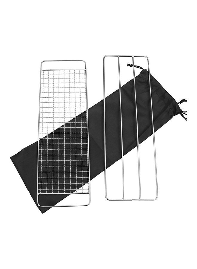 Barbecue Pot Rack And Mesh Grill With Storage Pouch Silver/Black 41x2x15cm - Image 5