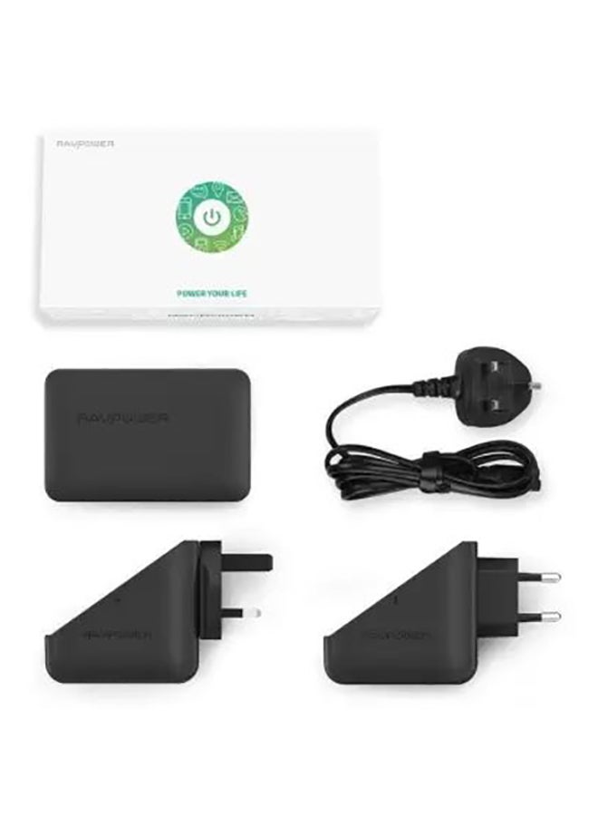 راف باور شاحن جداري مناسب للسفر بـ 4 منافذ USB أسود - Image 5