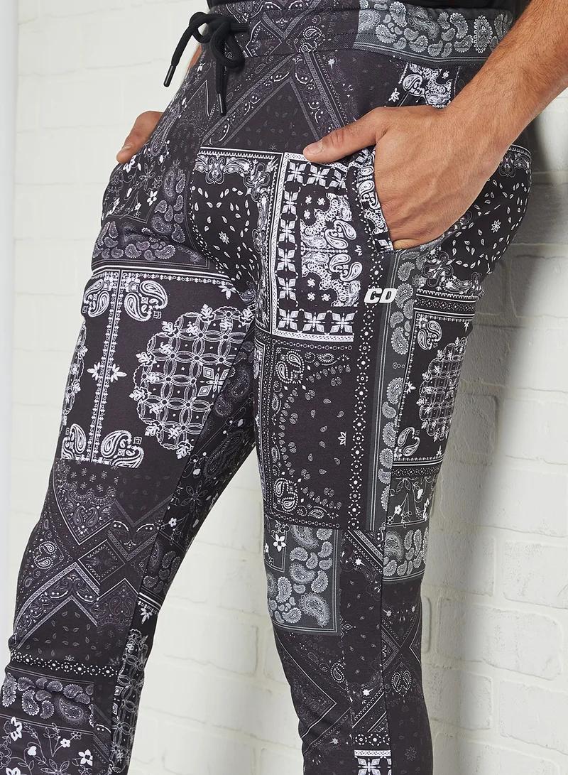 CRIMINAL DAMAGE Printed Super Skinny Joggers Black/White