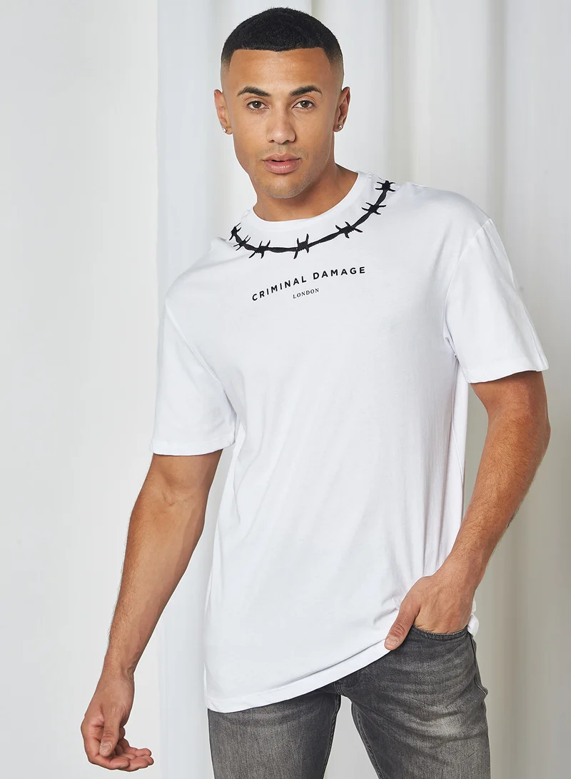 CRIMINAL DAMAGE Criminal Damage Print Short Sleeve T-Shirt White