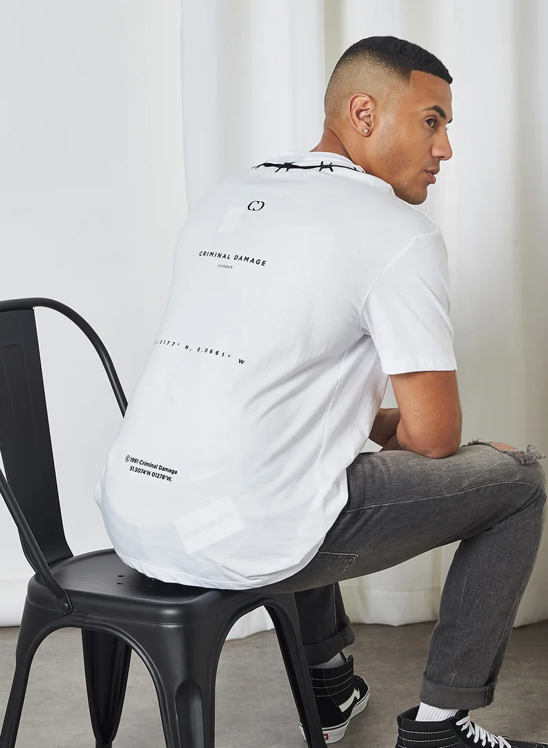 CRIMINAL DAMAGE Criminal Damage Print Short Sleeve T-Shirt White