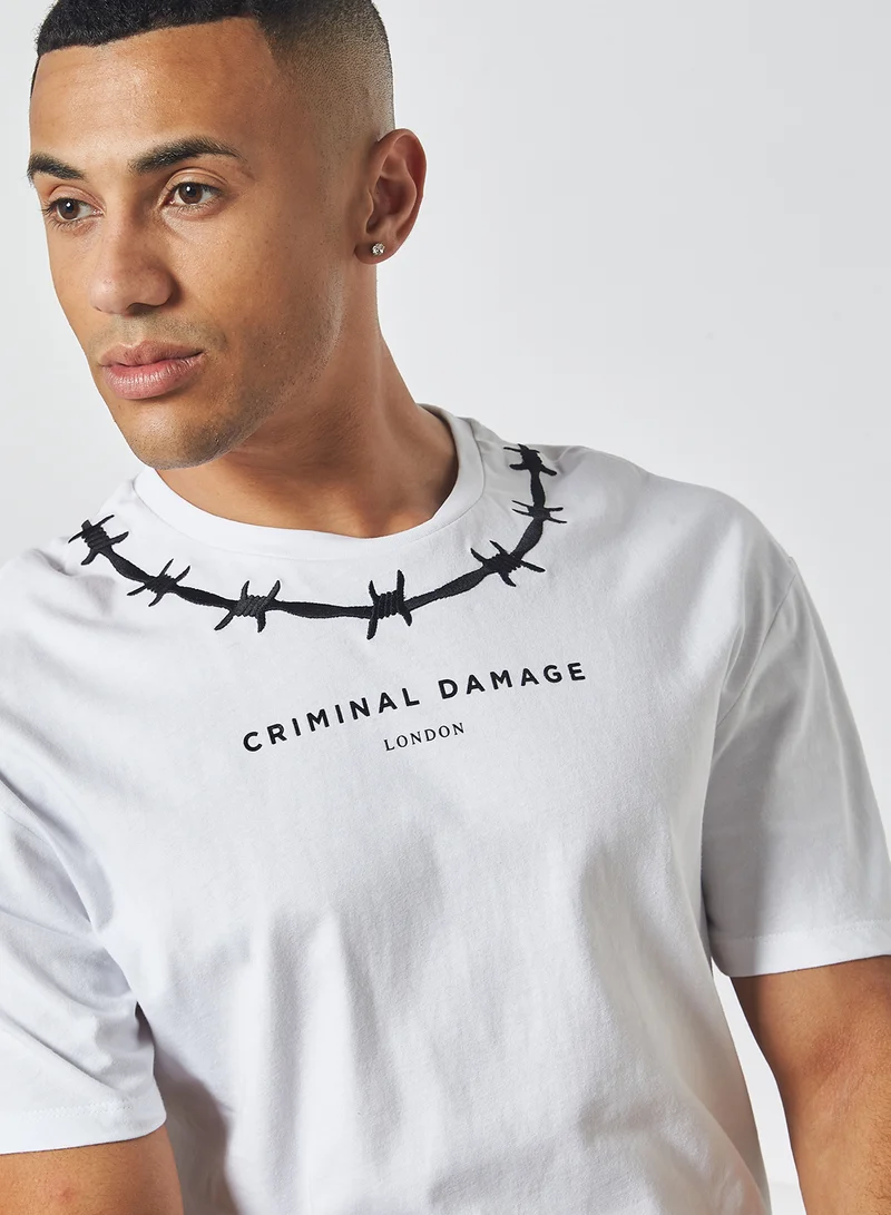 CRIMINAL DAMAGE Criminal Damage Print Short Sleeve T-Shirt White