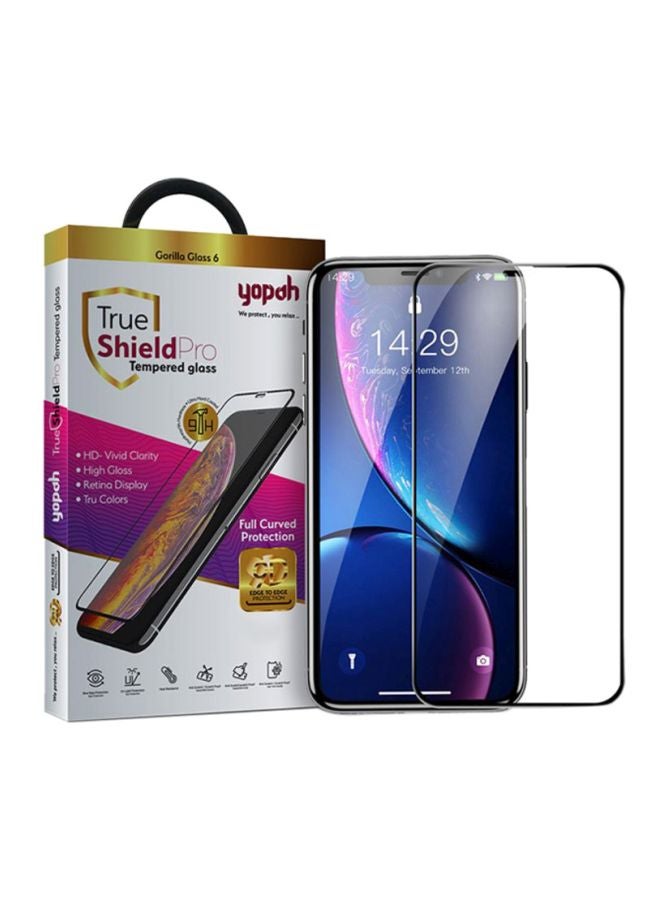 Yopah 9D Full Cover Curved Edge Premium HD Glass Screen Protector For Apple iPhone XR - Black Black/Clear - Image 3