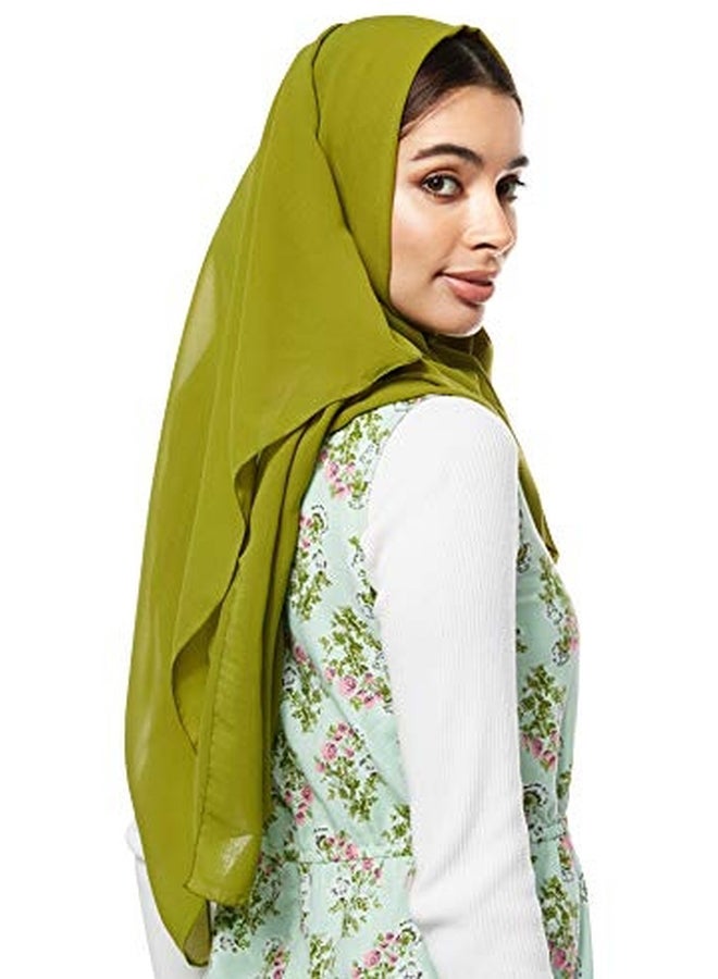 Shadow Solid Chiffon Hijab Shailah Lime Green  - Image 2