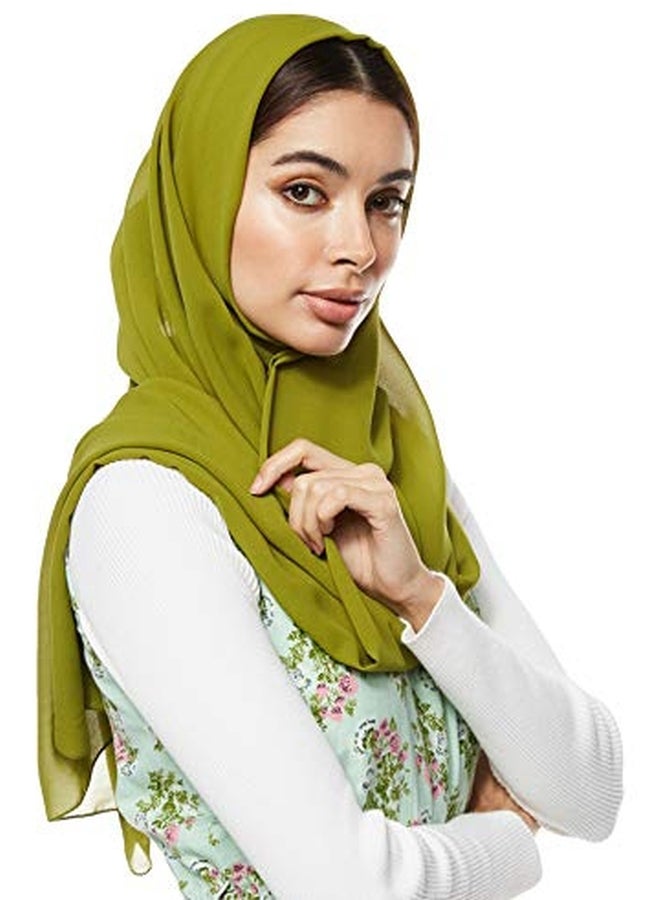 Shadow Solid Chiffon Hijab Shailah Lime Green  - Image 4