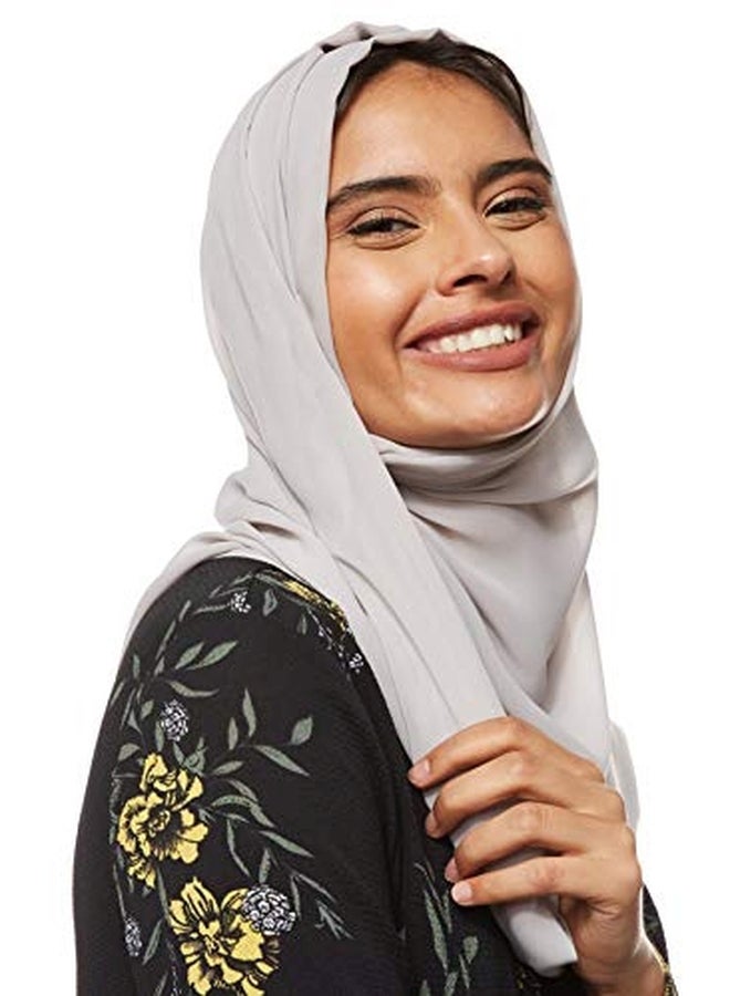 شادو حجاب سادة من الشيفون رمادي فاتح - Image 4