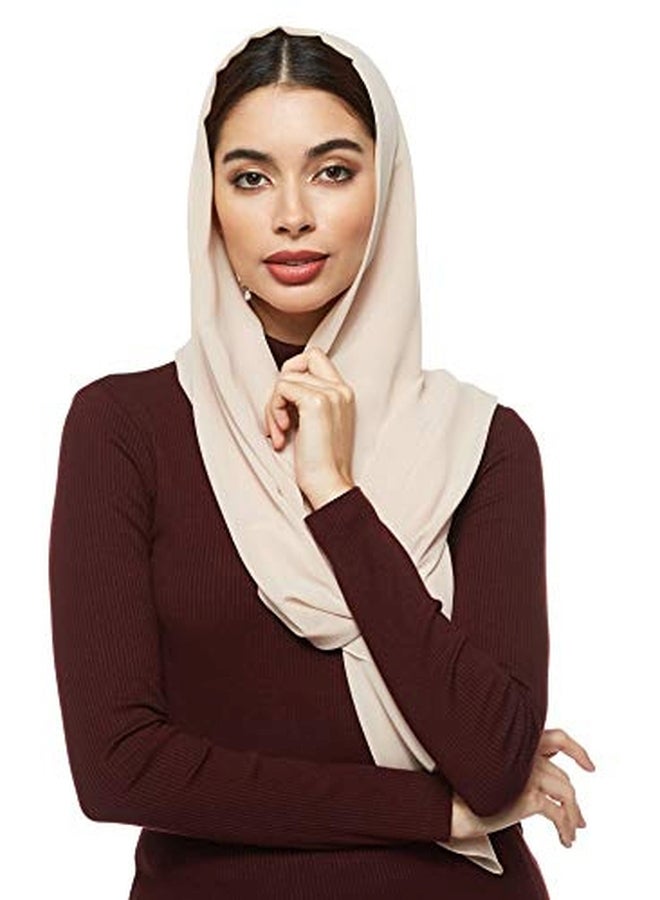 شادو حجاب سادة من الشيفون برتقالي خفيف  - Image 1