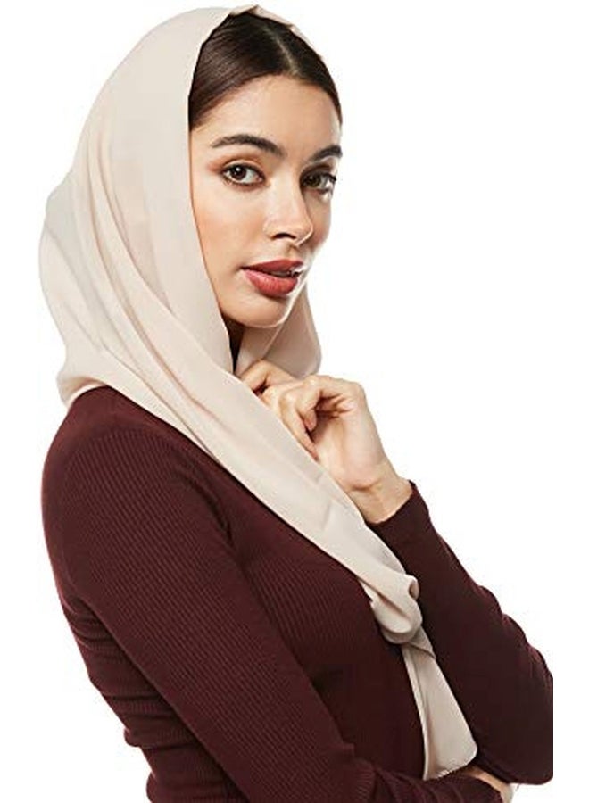 شادو حجاب سادة من الشيفون برتقالي خفيف  - Image 4