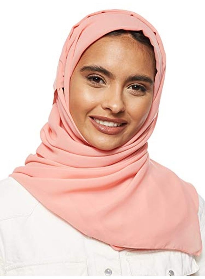 شادو حجاب سادة من الشيفون شعاب مرجانية وردية  - Image 1