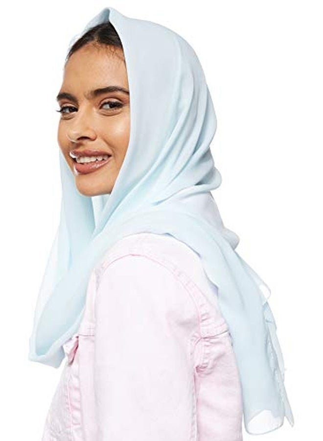 شادو حجاب سادة من الشيفون أزرق - Image 4