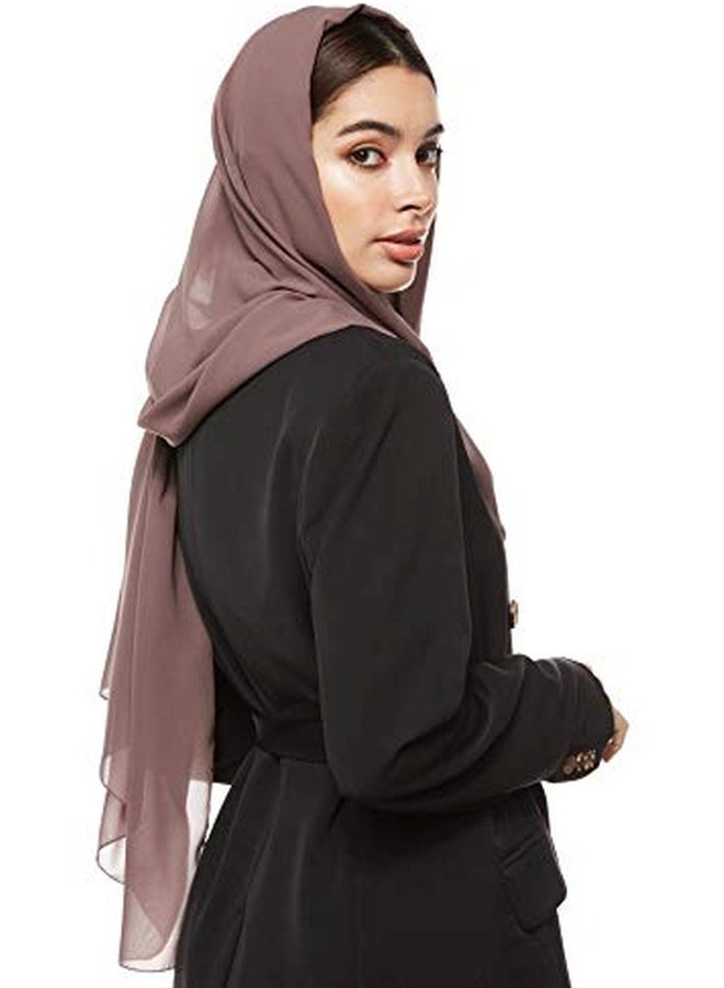 شادو حجاب سادة من الشيفون بني مائل للوردي  - Image 2