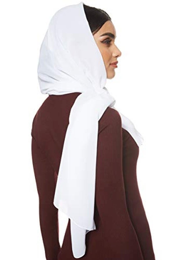 شادو حجاب سادة من الشيفون أبيض - Image 2