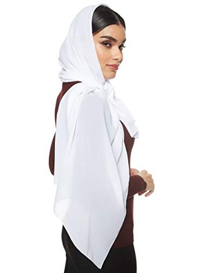 شادو حجاب سادة من الشيفون أبيض - Image 4