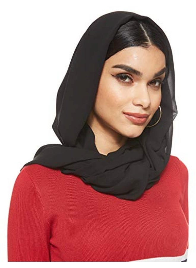 شادو حجاب سادة من الشيفون أسود - Image 1