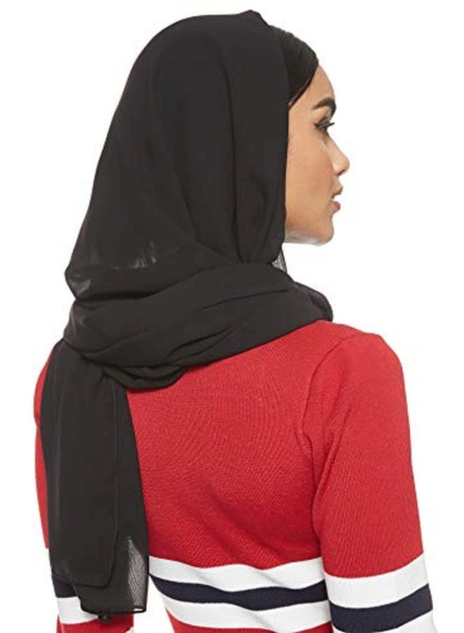 شادو حجاب سادة من الشيفون أسود - Image 2
