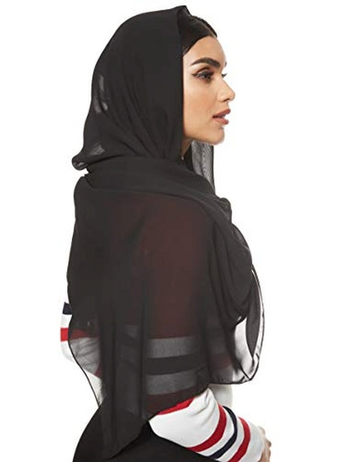 شادو حجاب سادة من الشيفون أسود - Image 4