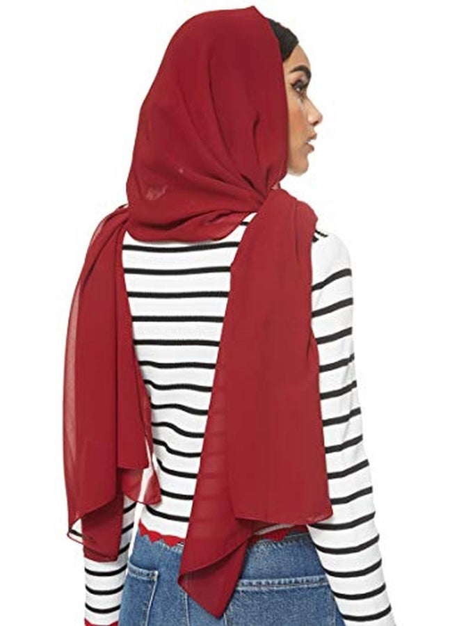 Shadow Solid Chiffon Hijab Shailah Maroon - Image 3