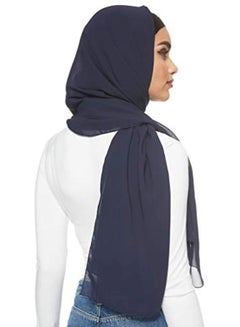 Shadow Solid Chiffon Hijab Shailah Navy Blue  - Image 2