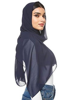 Shadow Solid Chiffon Hijab Shailah Navy Blue  - Image 4