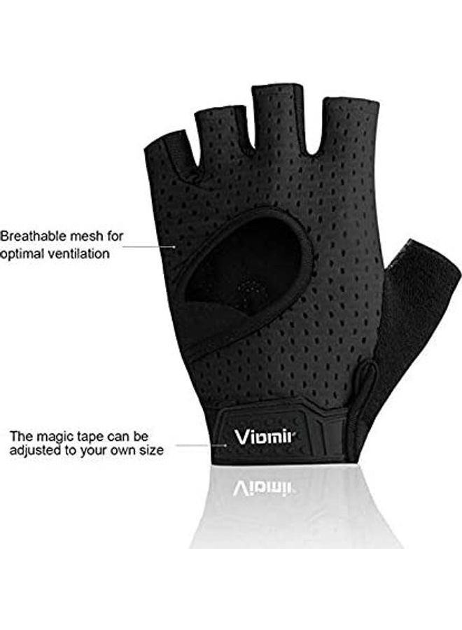 Generic Black Weight Lifting Gym Gloves With Anti-Slip Leather Palm 28.9 x 18.4 x 2.1cm  - Image 2
