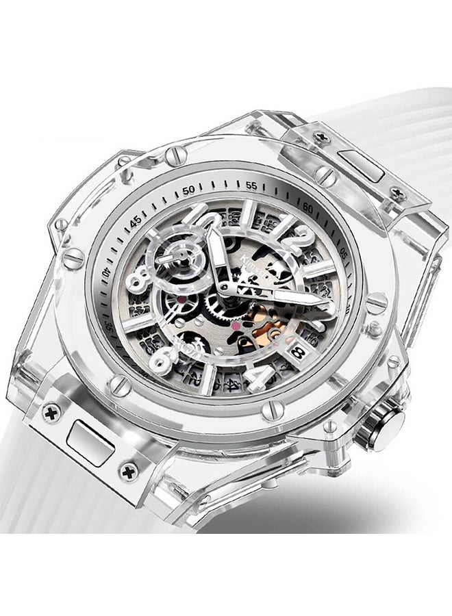 Men's Military Classic Silicone Chronograph Watch K-719D - 41 mm - Clear - Image 2