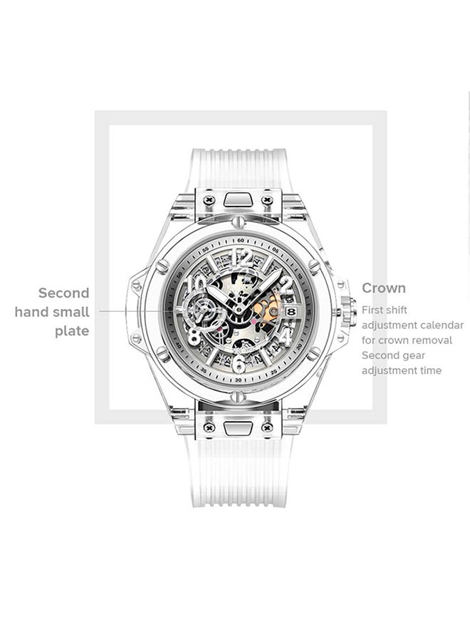 Men's Military Classic Silicone Chronograph Watch K-719D - 41 mm - Clear - Image 3