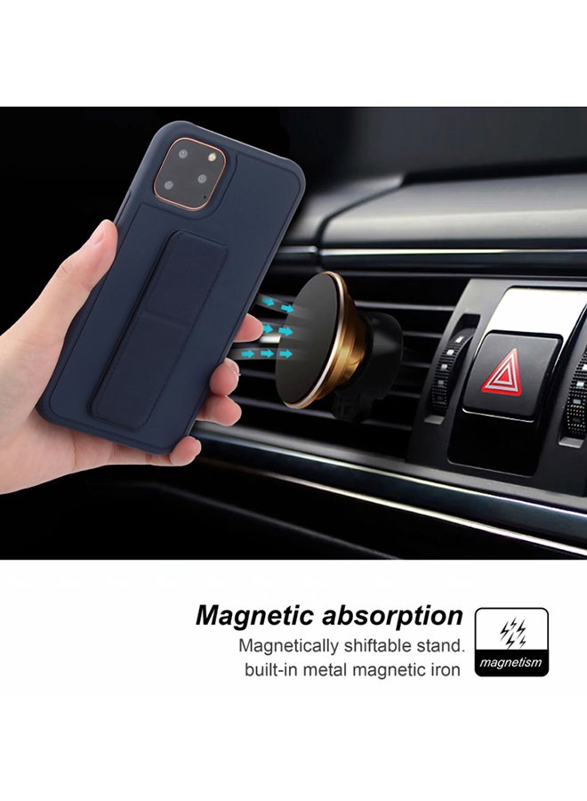 غطاء حماية مضاد للصدمات من البولي كربونات والبولي يوريثان الحراري مع حامل بتصميم سوار معصم لهاتف آبل آيفون 12/12 برو أزرق داكن - Image 5