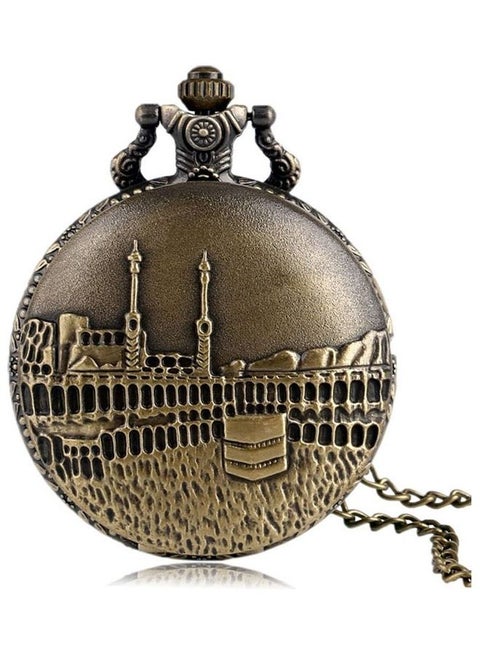 Yash Retro Style Kaaba Embossed Quartz Pocket Watch
