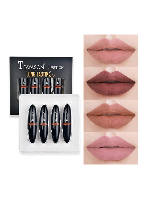 4-Piece Matte Waterproof Lipstick Set Multicolour