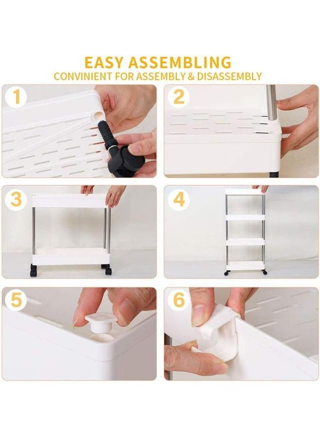 XiuWoo 4-Tier Slim Storage Trolley Cart White one size cm - Image 4